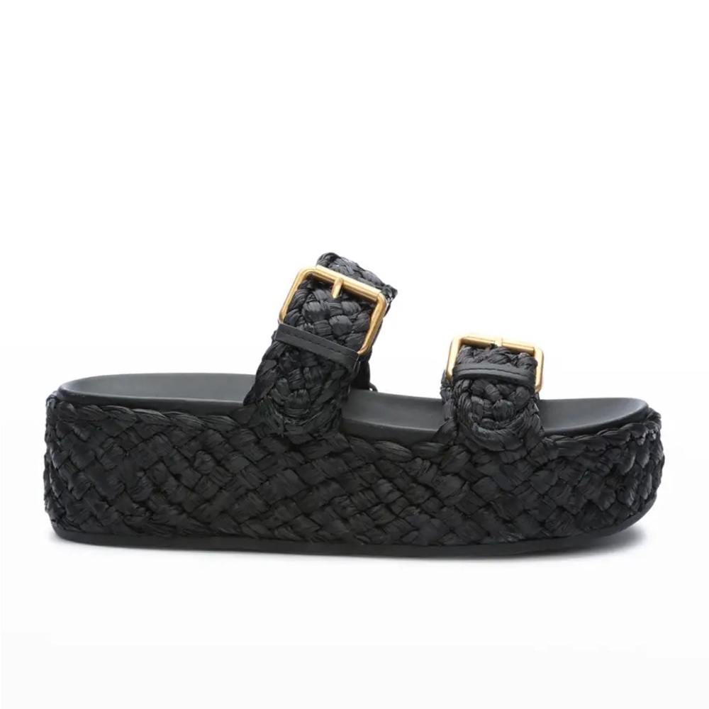 NWOT Ziggy Raffia Dual-Buckle Flatform Sandals